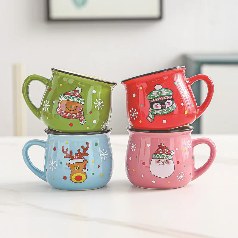 Ceramic Christmas Mug Cartoon Santa Mousse Cup